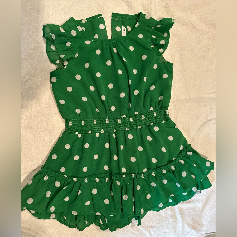 Green polka dot dress